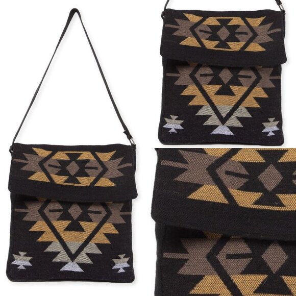 Flap Top Shoulder Bag - Southwest Style - Ethnic Inspired Design - Lightweight - Picture 2 of 9